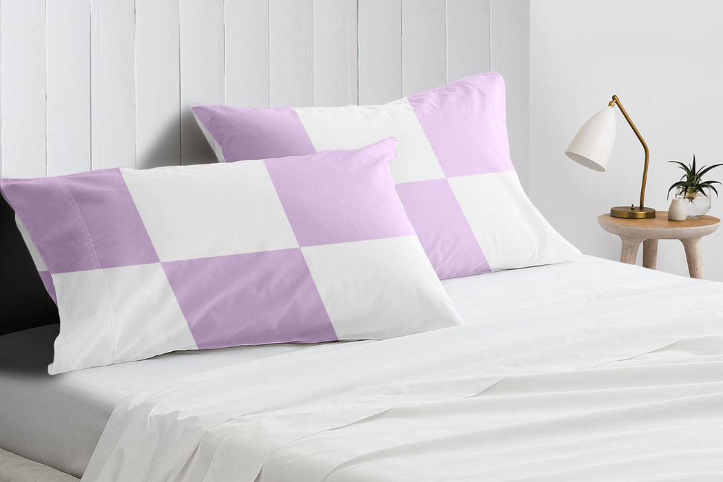 Lilac with White Chex Pillow Covers