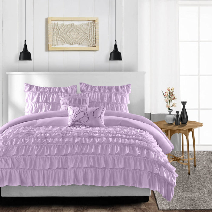 Lilac Multi Ruffled Duvet Cover