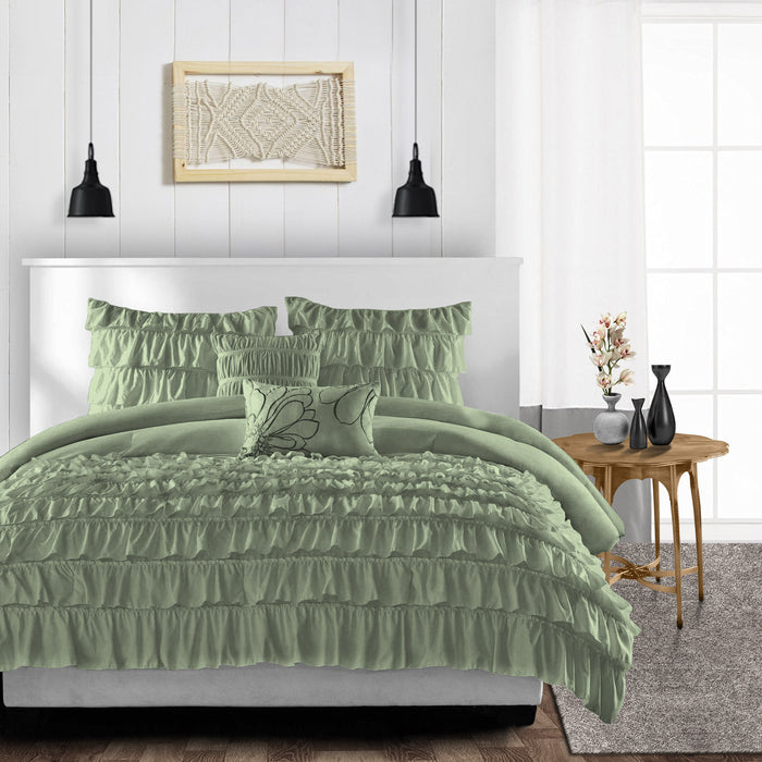 Moss Multi Ruffled Duvet Cover