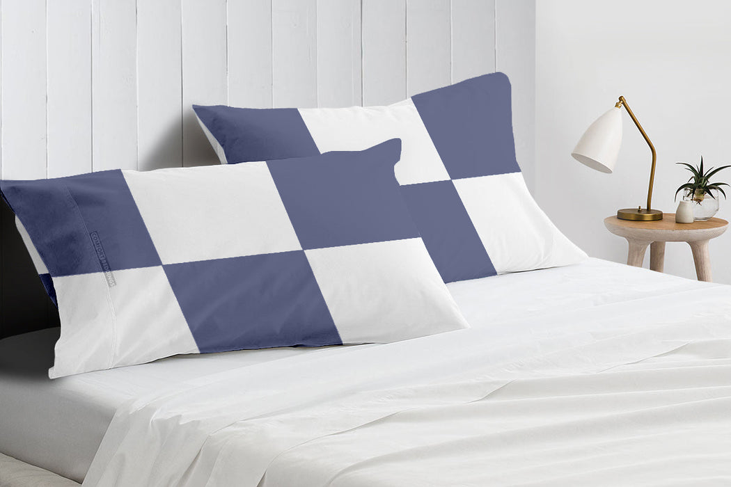 Mediterranean Blue with White Chex Pillow Covers