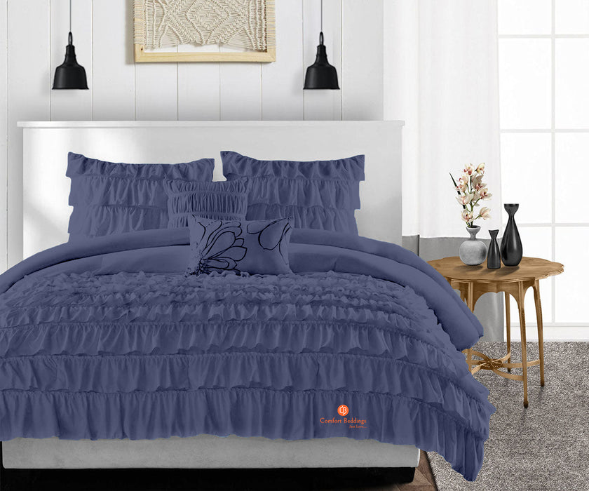 Mediterranean Blue Multi Ruffled Duvet Cover