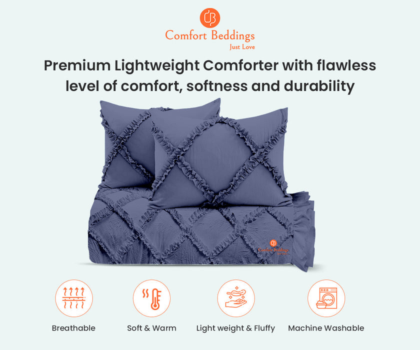 Mediterranean Blue Diamond Ruffled comforter