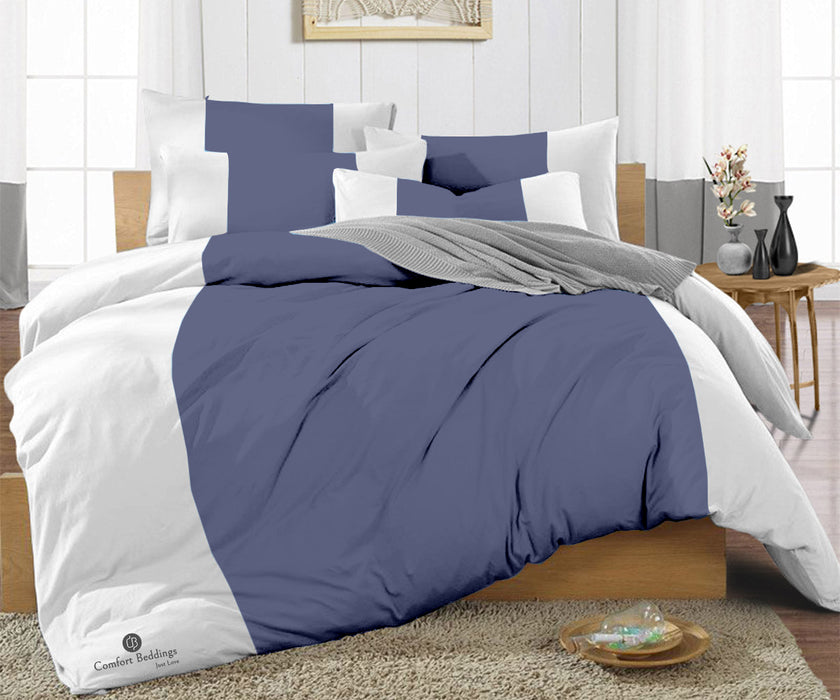 Mediterranean Blue Contrast Colour Bar Duvet Cover
