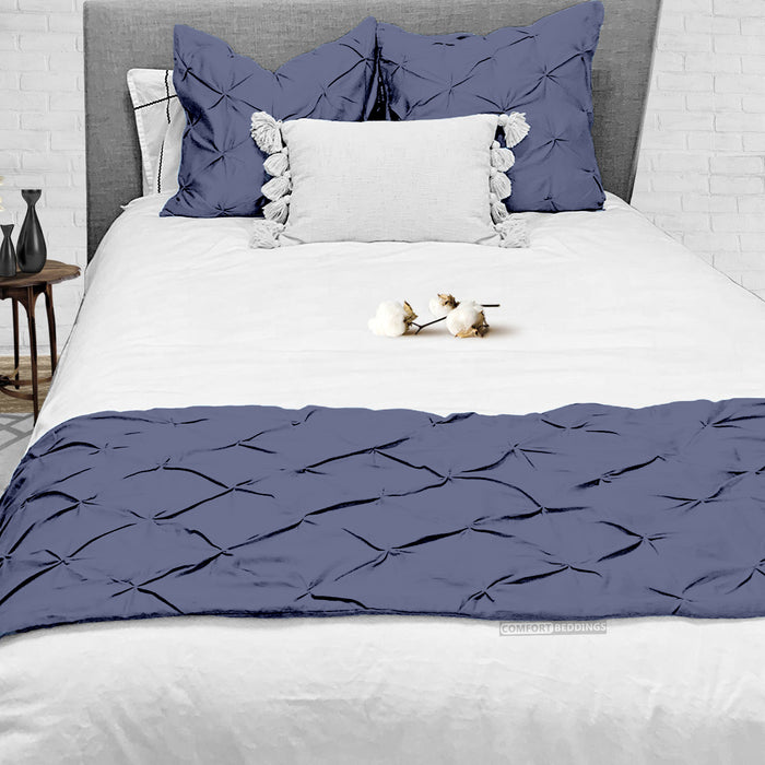 Mediterranean Blue Pinch Bed Runner