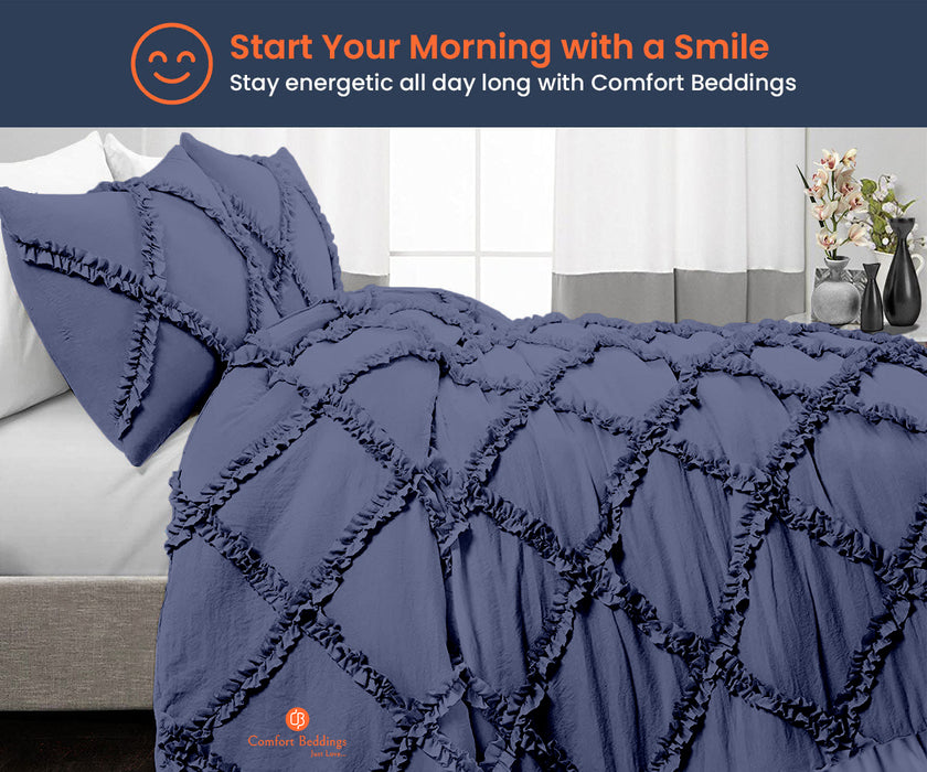 Mediterranean Blue Diamond Ruffled comforter