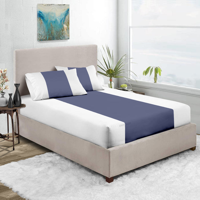 Mediterranean Blue with White Contrast Fitted Bed Sheet
