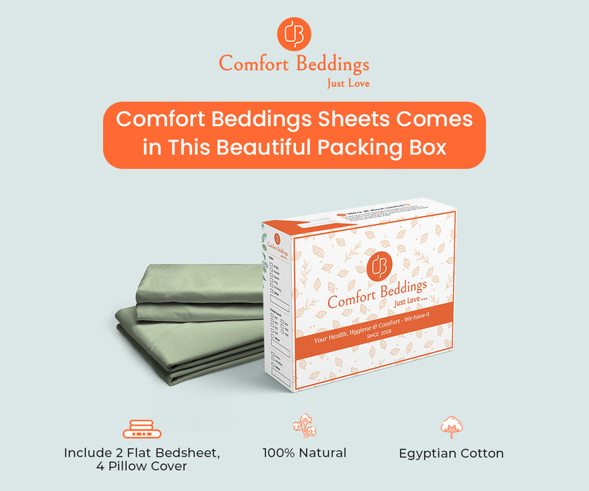 Moss Pack Of 2 Flat Bedsheet With 4 Pillow Covers - Comfort Beddings
