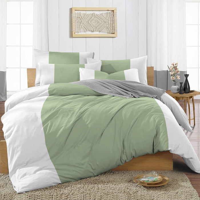 Moss Contrast Colour Bar Duvet Cover