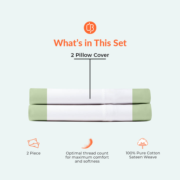 Moss with White Two Tone Pillow Covers