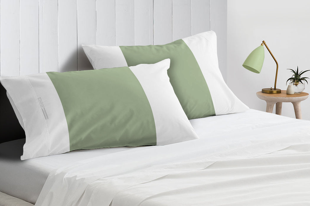 Moss with White Contrast Pillow Covers