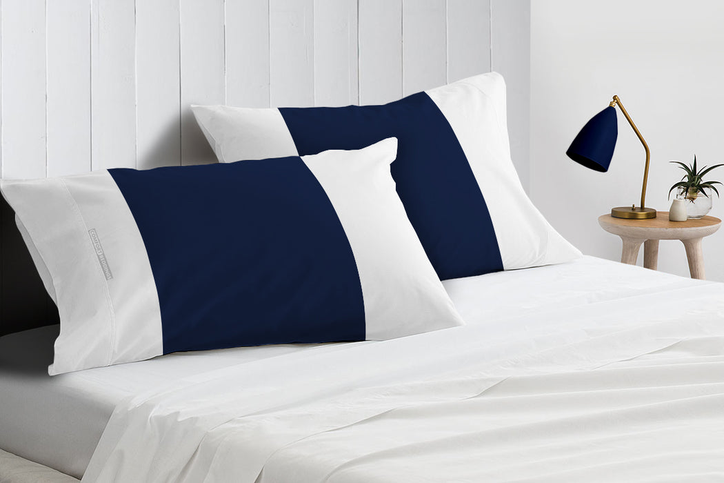 Navy Blue with White Contrast Pillow Covers