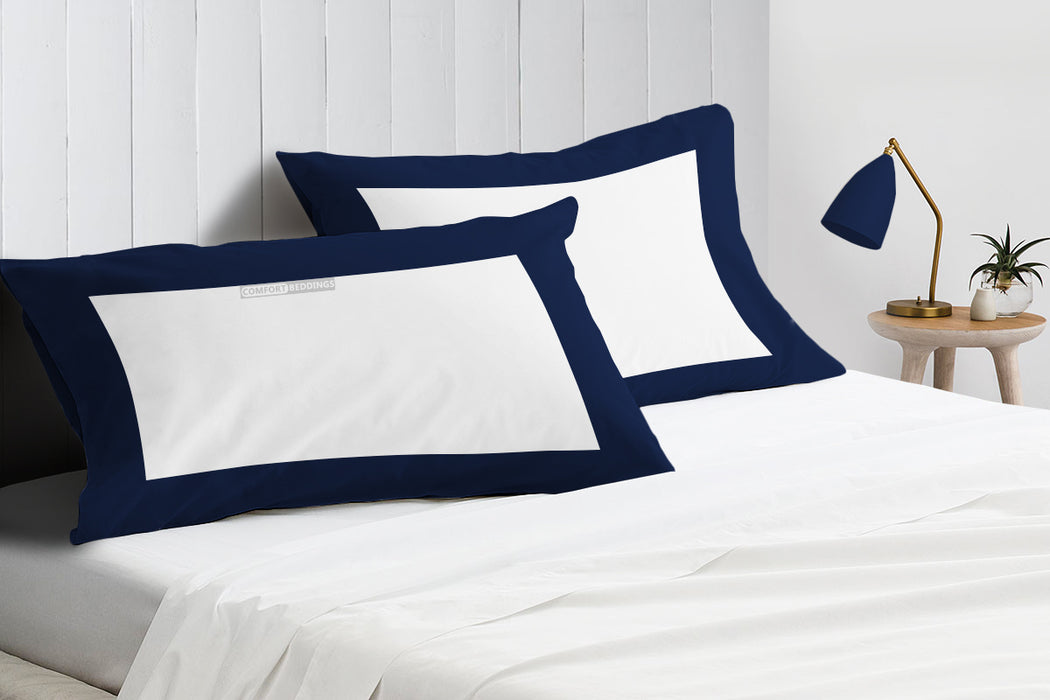 Navy Blue with White Two Tone Pillow Covers