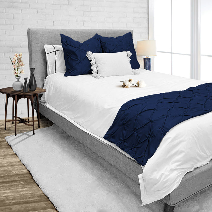 Navy Blue Pinch Bed Runner