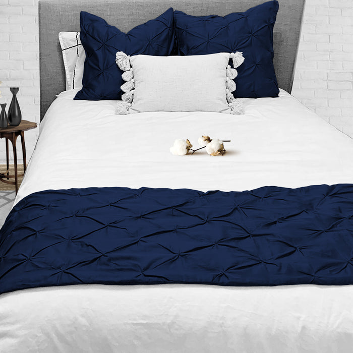 Navy Blue Pinch Bed Runner