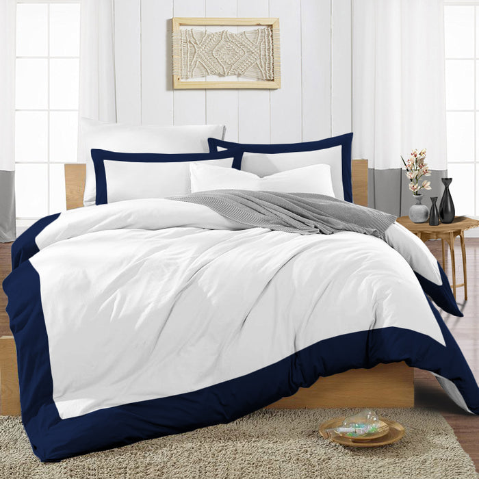 Navy Blue with White Two Tone Duvet Cover