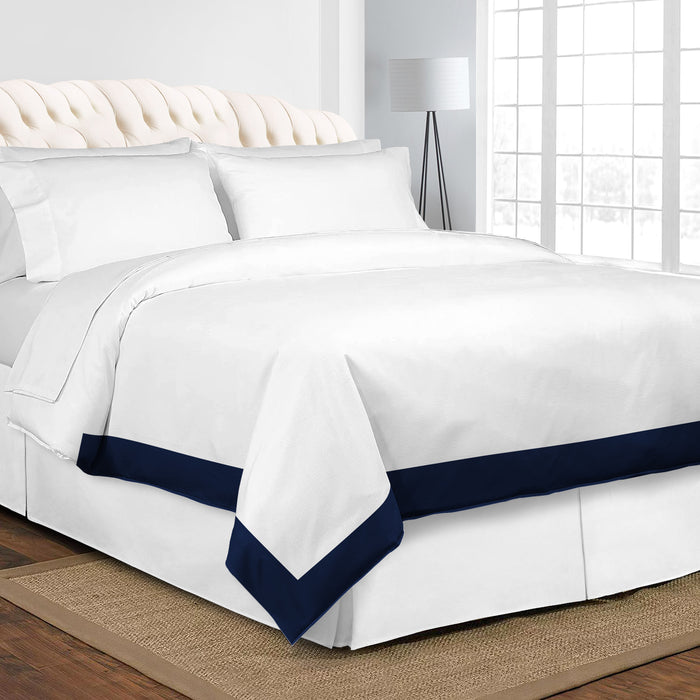 Navy Blue with White Two Tone Duvet Cover