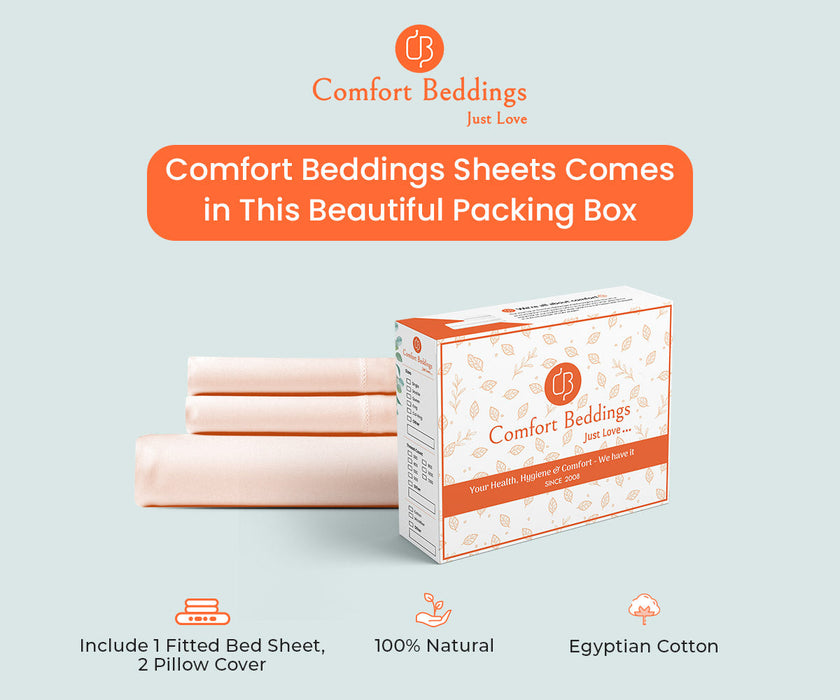 600 Thread Count Peach Fitted Sheet