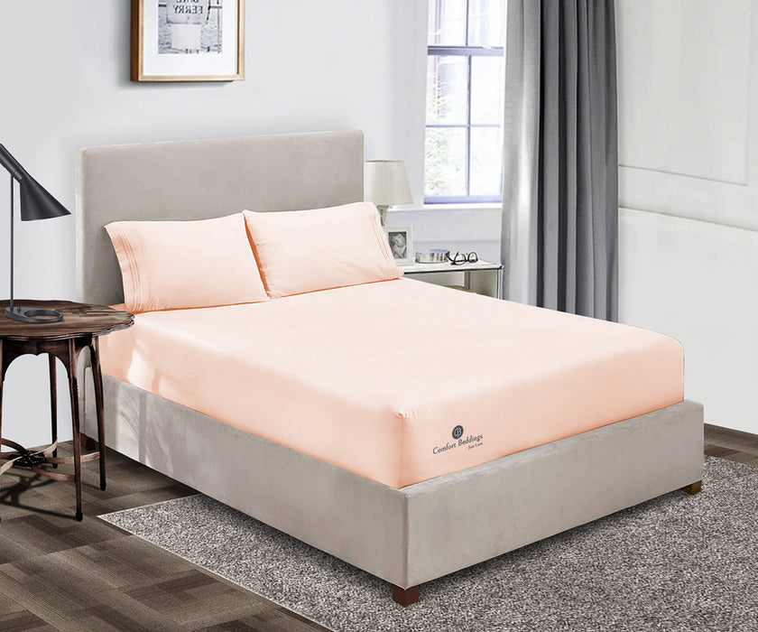 600 TC Peach Fitted Sheet