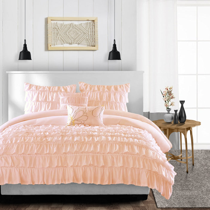 Peach Multi Ruffled Duvet Cover