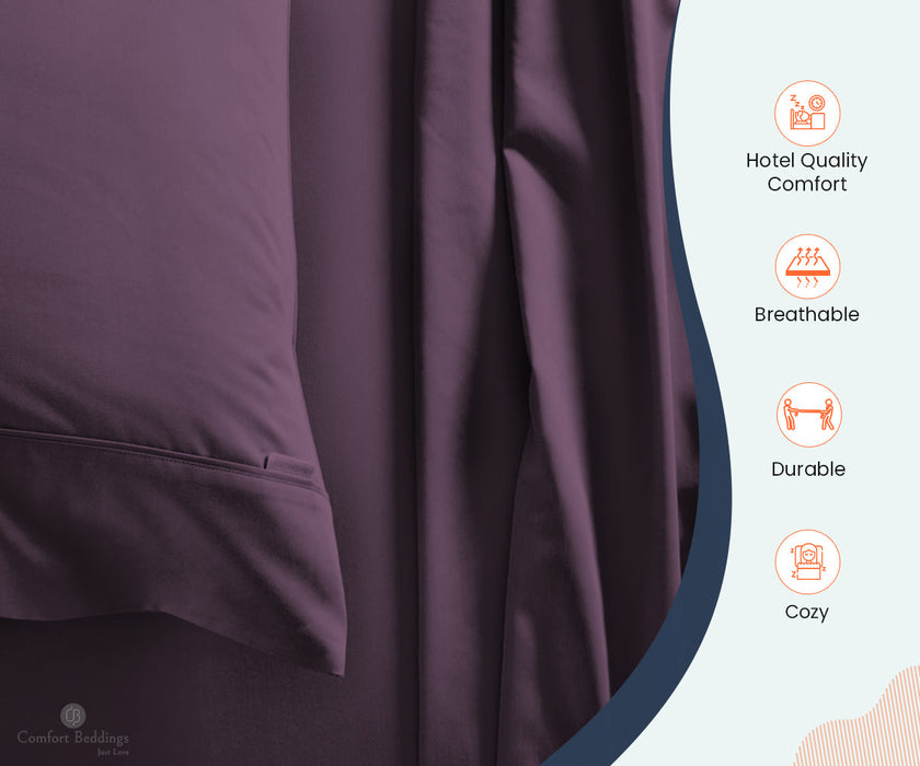 600 Thread Count Plum Fitted Bed Sheet