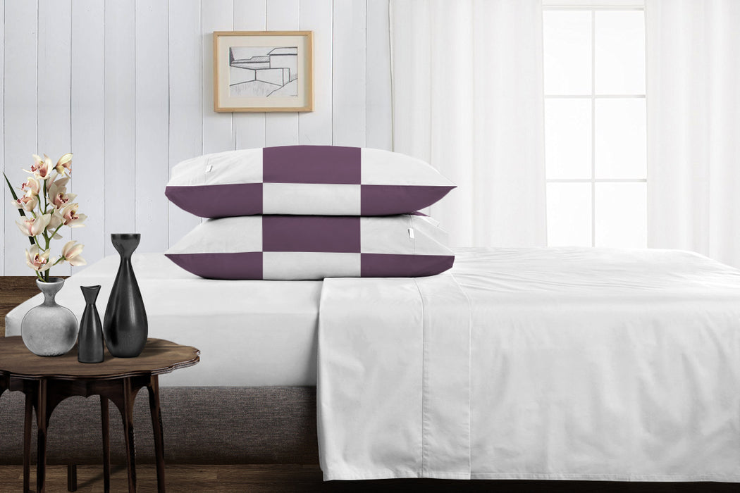Plum with White Chex Pillow Covers