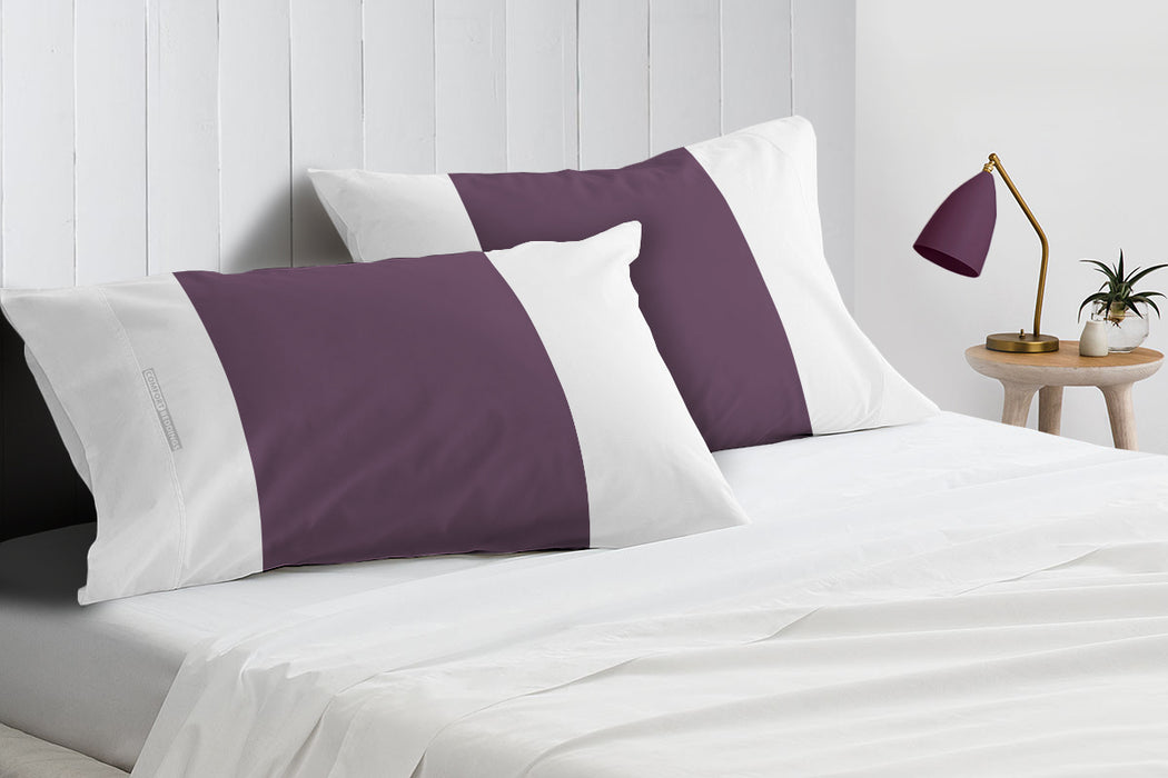 Plum with White Contrast Pillow Covers