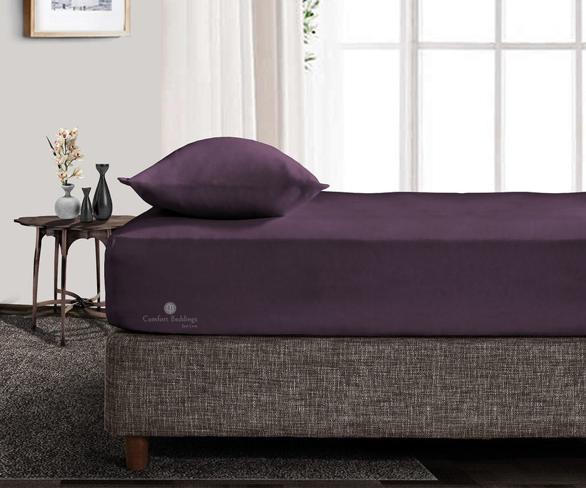600 Thread Count Plum Fitted Bed Sheet