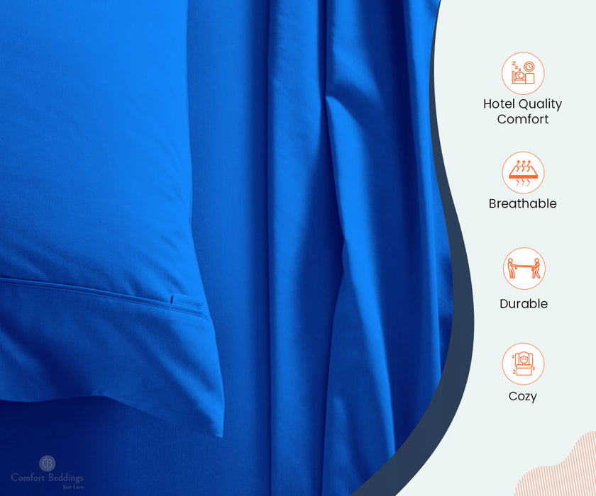 Royal Blue two tone Fitted Bed Sheet
