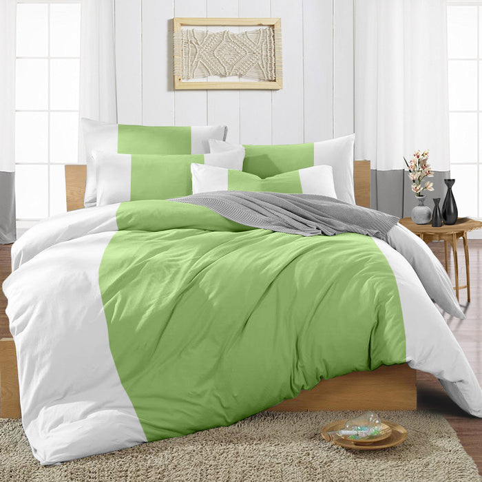 Sage Contrast Colour Bar Duvet Cover
