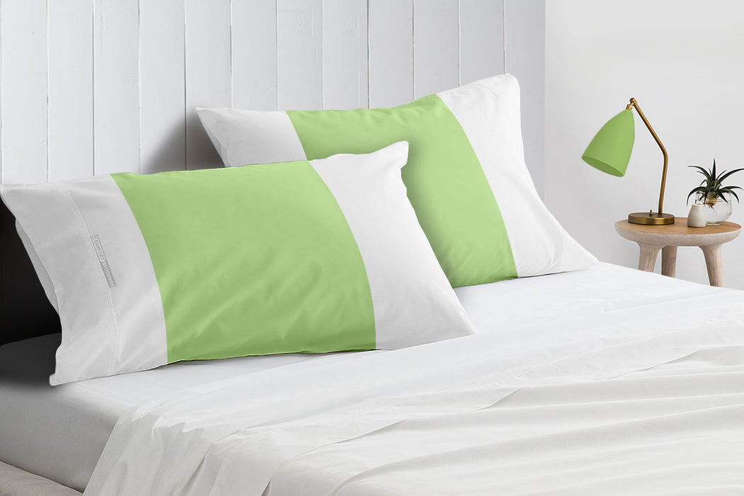 Sage with White Contrast Pillow Covers