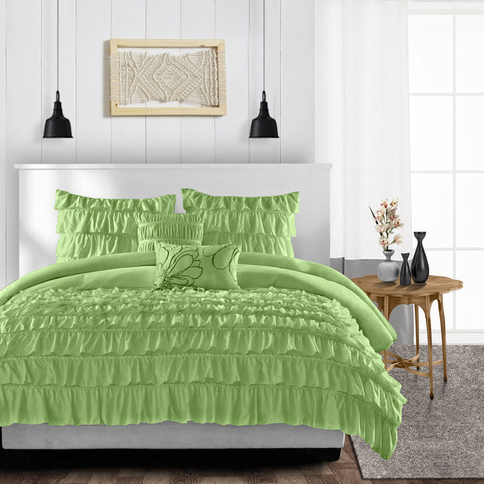 Sage Multi Ruffled Duvet Cover