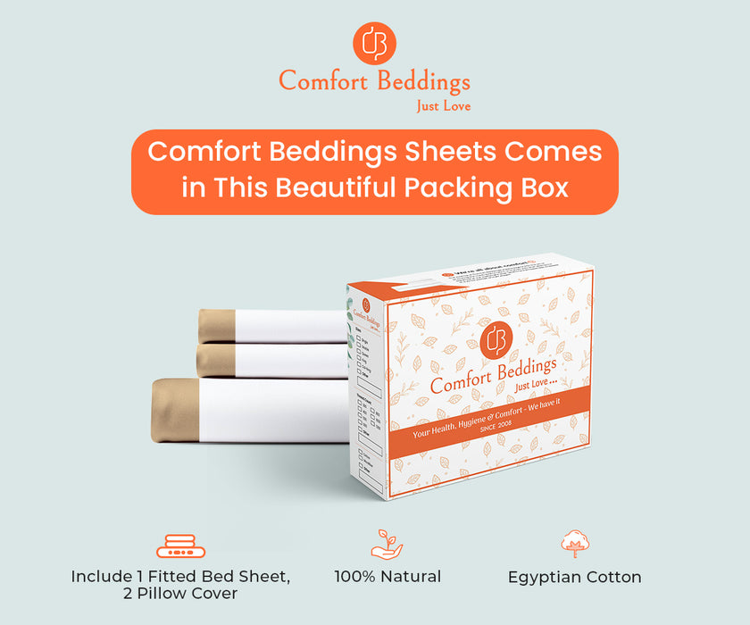 Taupe two tone Fitted Bed Sheet