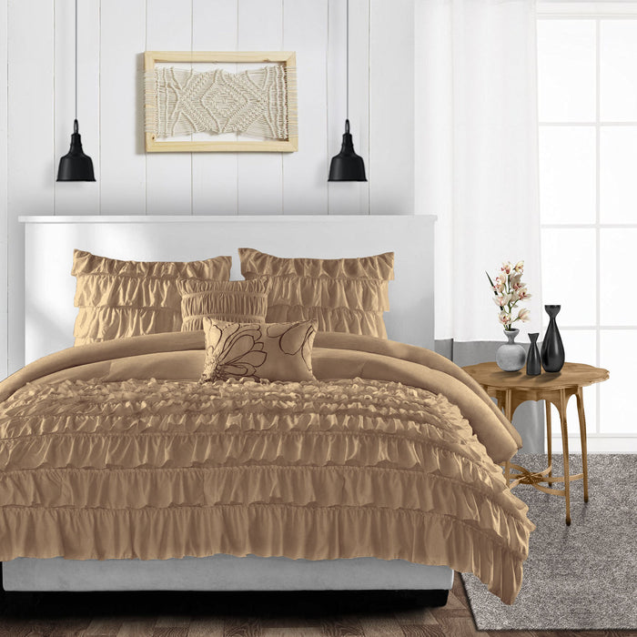 Taupe Multi Ruffled Duvet Cover