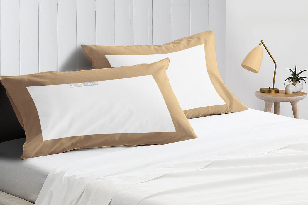Taupe with White Two Tone Pillow Covers