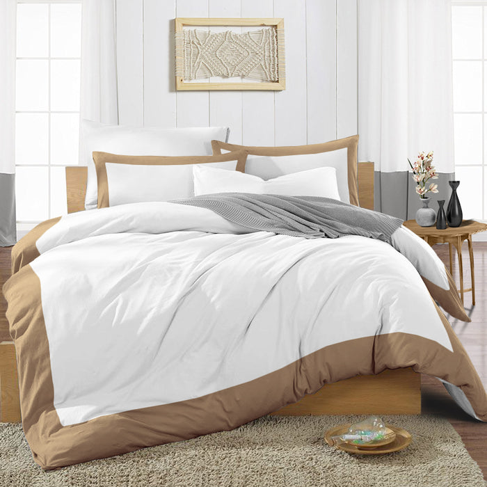 Taupe with White Two Tone Duvet Cover