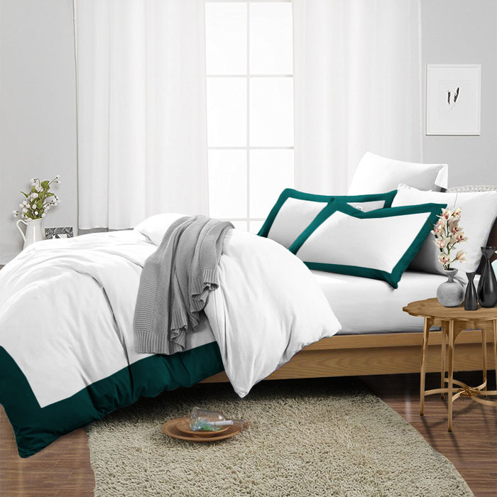 Teal with White Two Tone Duvet Cover