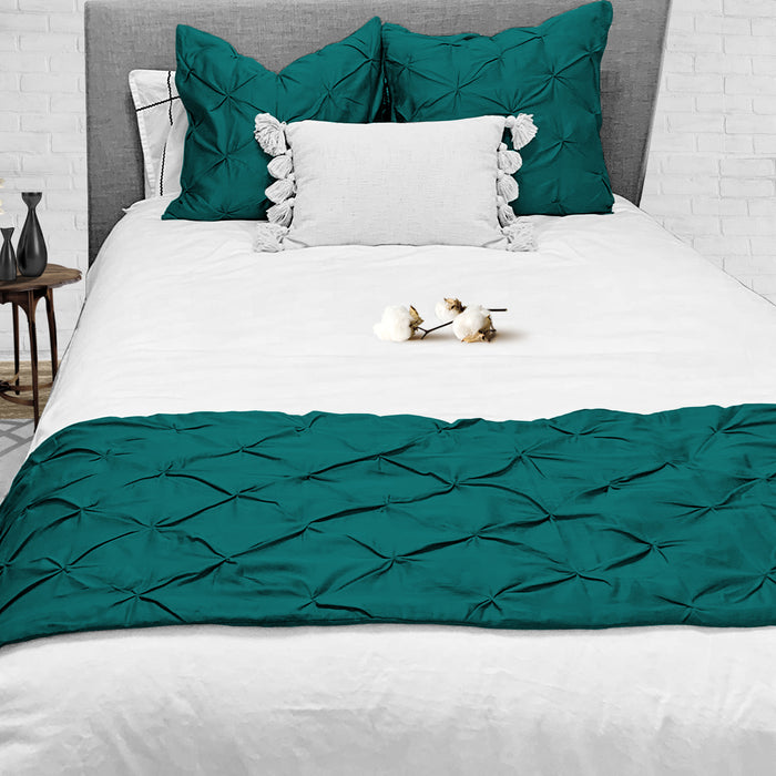 Teal Pinch Bed Runner