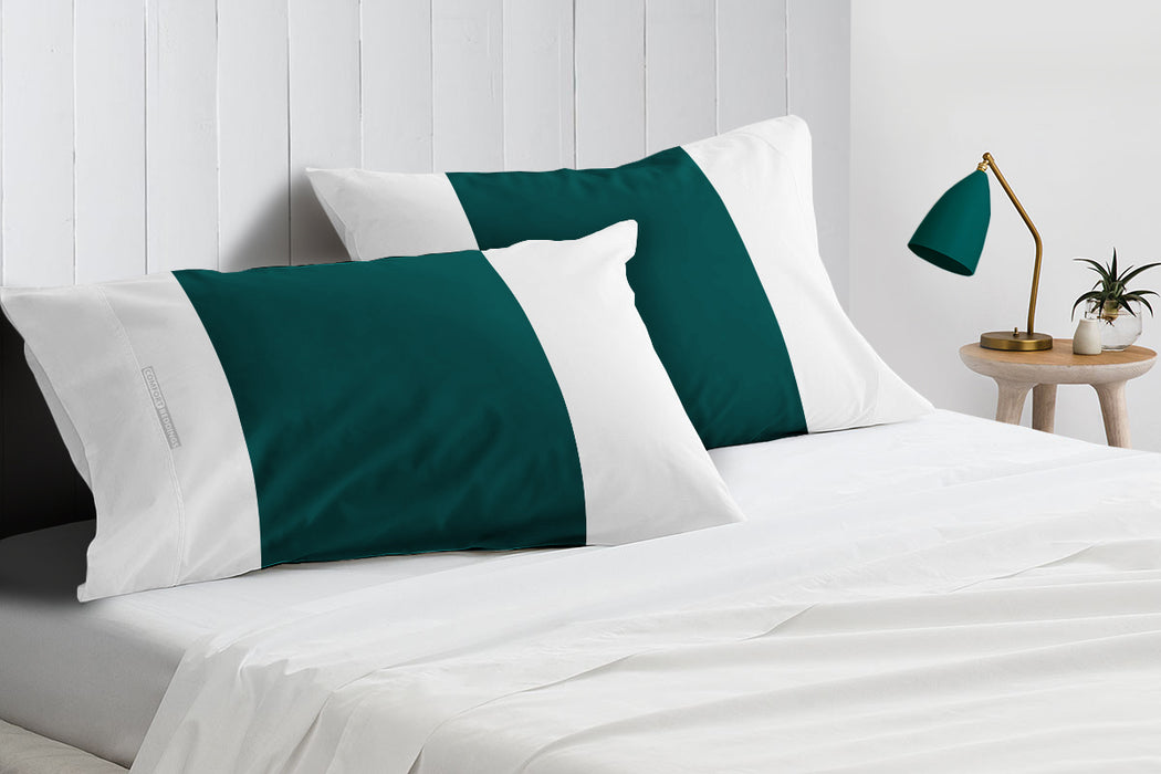 Teal with White Contrast Pillow Covers