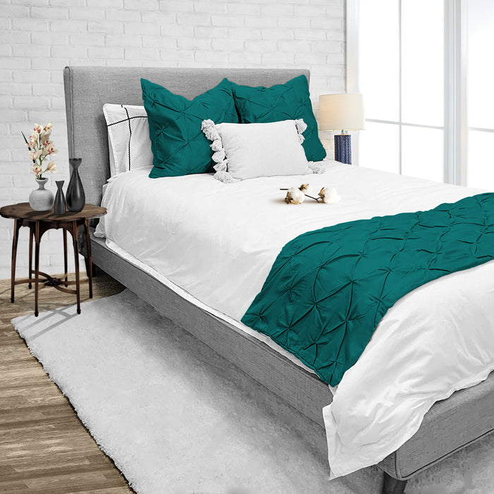 Teal Pinch Bed Runner