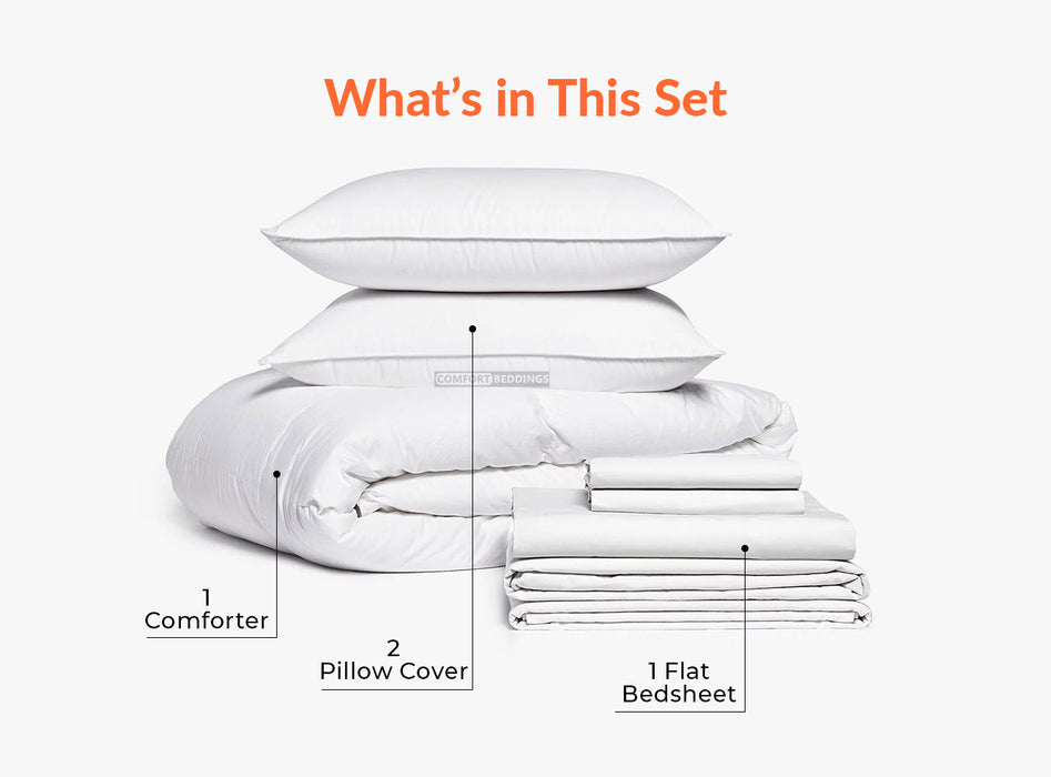White Flat Bedsheet Combo Offer - Comfort Beddings