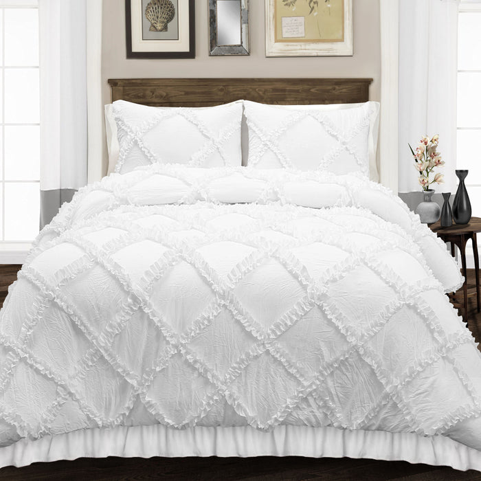 White Diamond Ruffled Duvet Cover