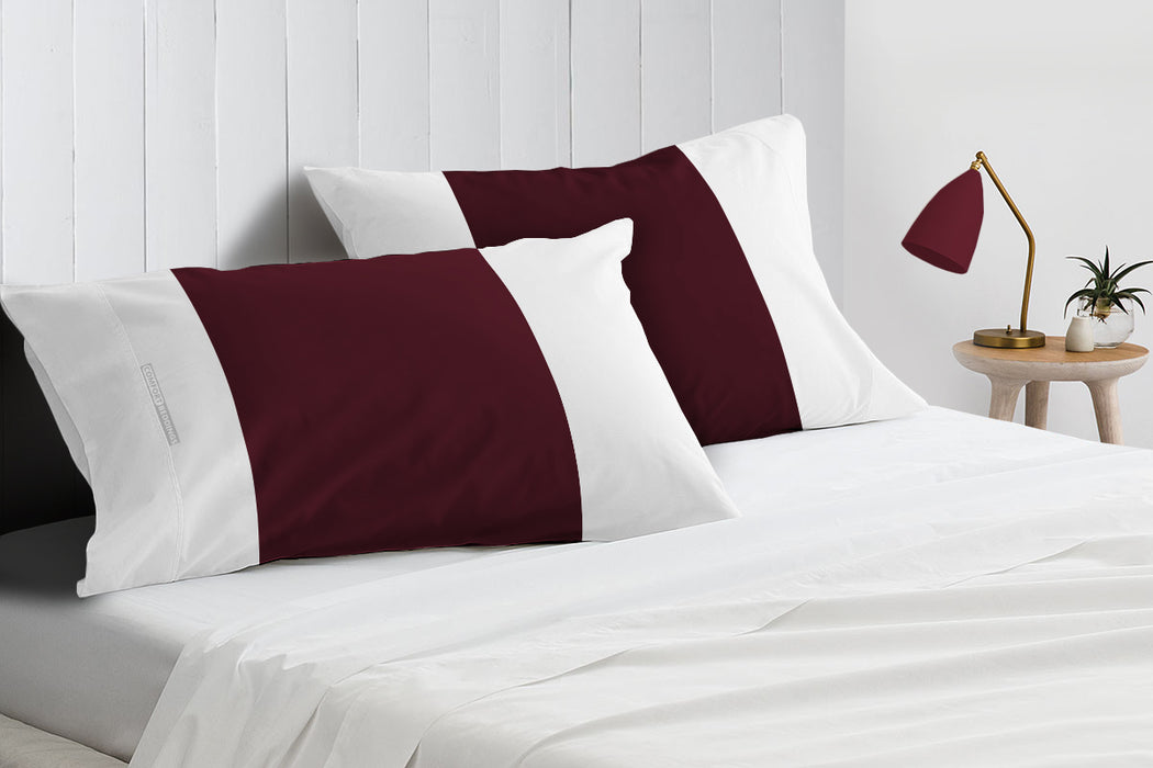 Wine with White Contrast Pillow Covers