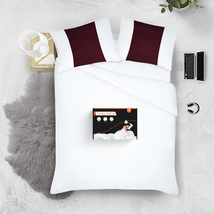 Wine with White Contrast Pillow Covers