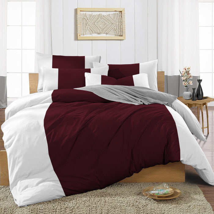 Wine Contrast Colour Bar Duvet Cover