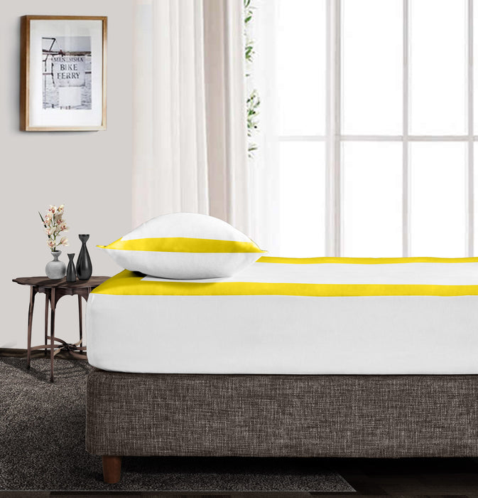 Yellow two tone Fitted Bed Sheet