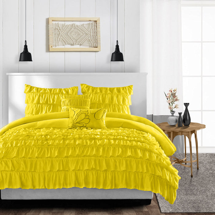 Yellow Multi Ruffled Duvet Cover