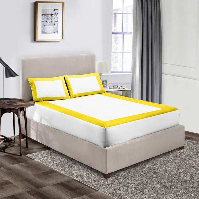 Yellow two tone Fitted Bed Sheet