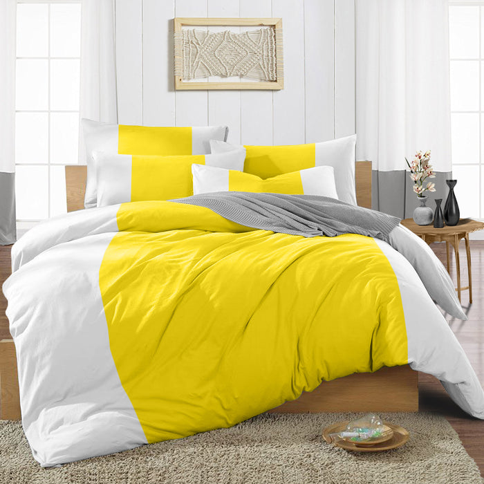 Yellow Contrast Colour Bar Duvet Cover