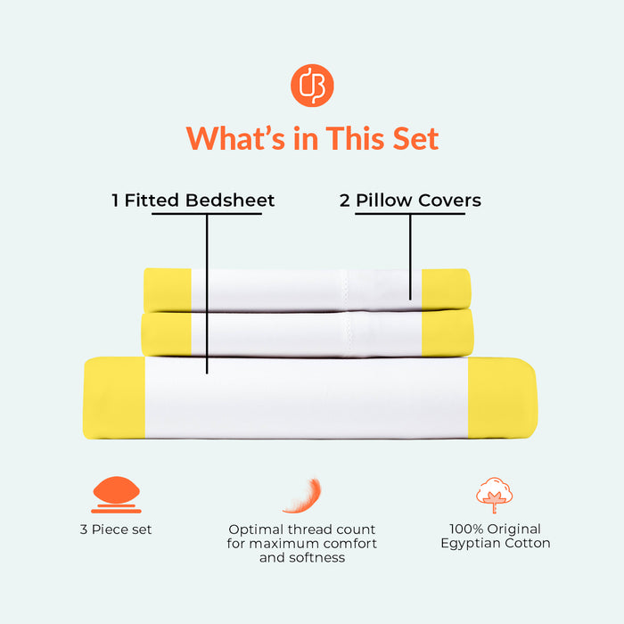 Yellow two tone Fitted Bed Sheet