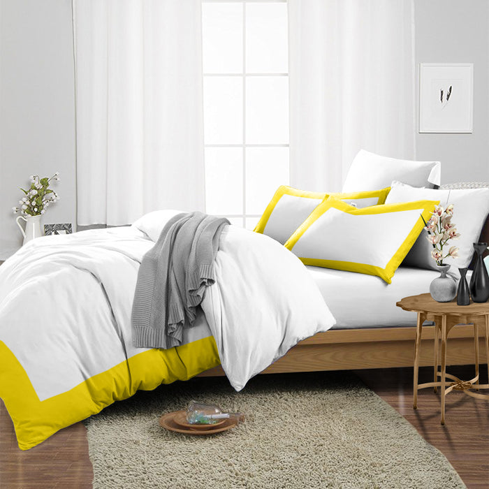 Yellow with White Two Tone Duvet Cover